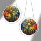 Floral mason jar acrylic puzzle suncatcher, colorful DIY window decor