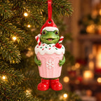 Snack Frog Ceramic Christmas Ornament — Pizza, Hotdog, Milkshake or Popcorn Costume, Single or Set of 4