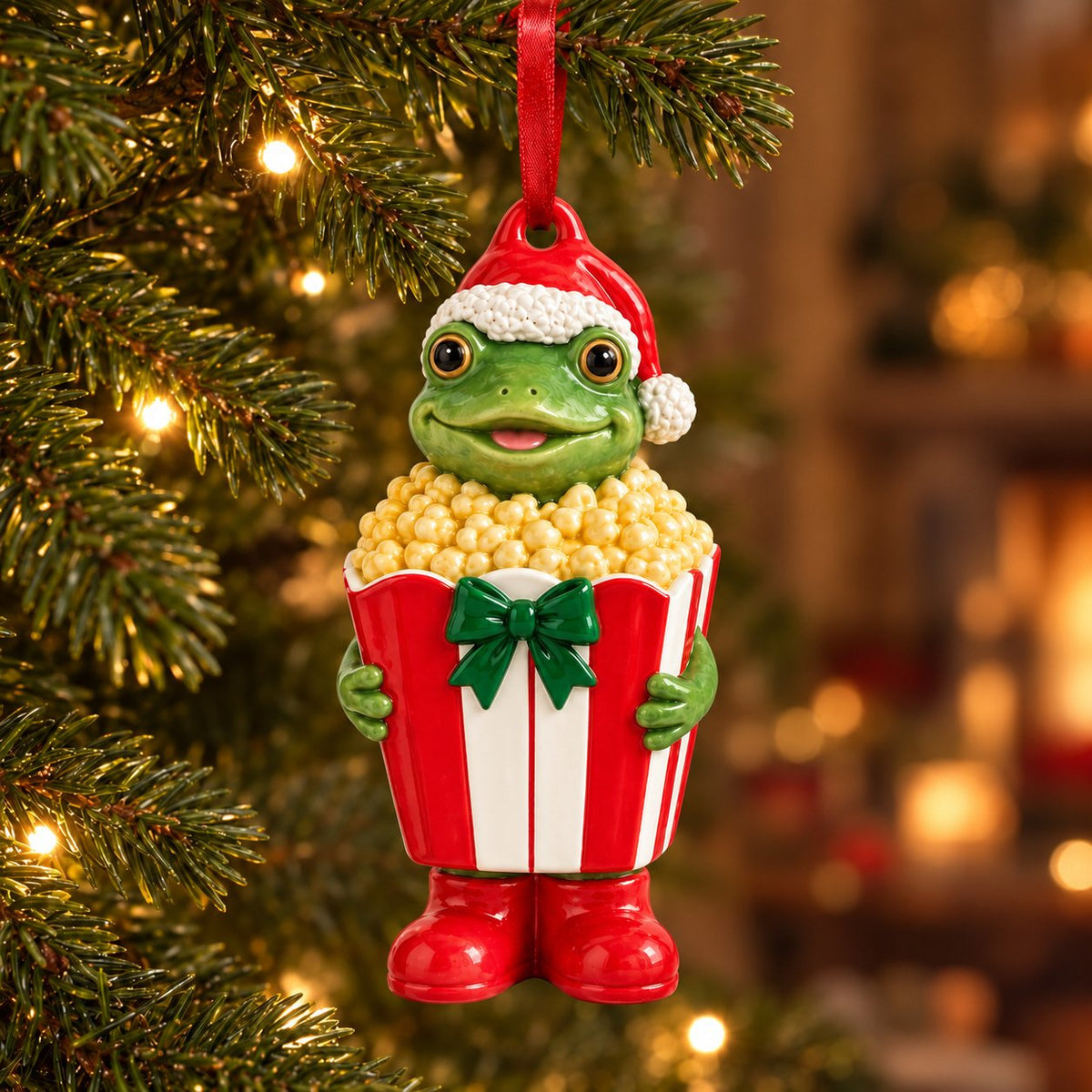 Snack Frog Ceramic Christmas Ornament — Pizza, Hotdog, Milkshake or Popcorn Costume, Single or Set of 4
