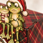 Frog Couple Christmas Wooden Tissue Box Cover — Snowy Cottage or Red Tartan