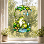 Frog Couple & Leaf Umbrella Holographic Acrylic Suncatcher