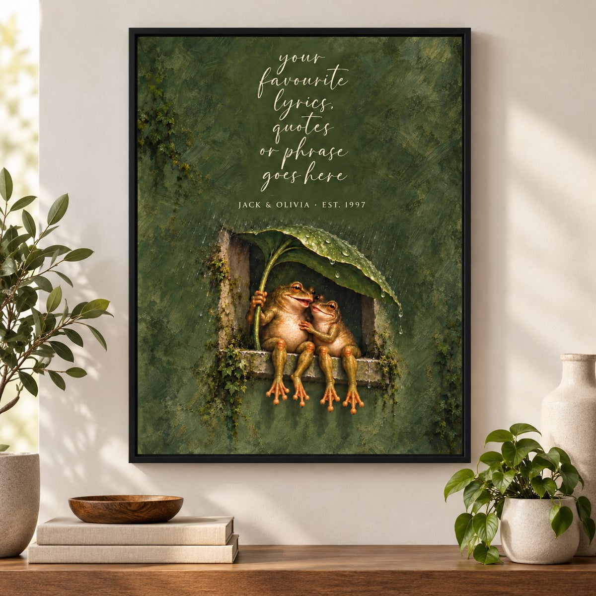 Personalized Frog Couple Quote Canvas Wall Art