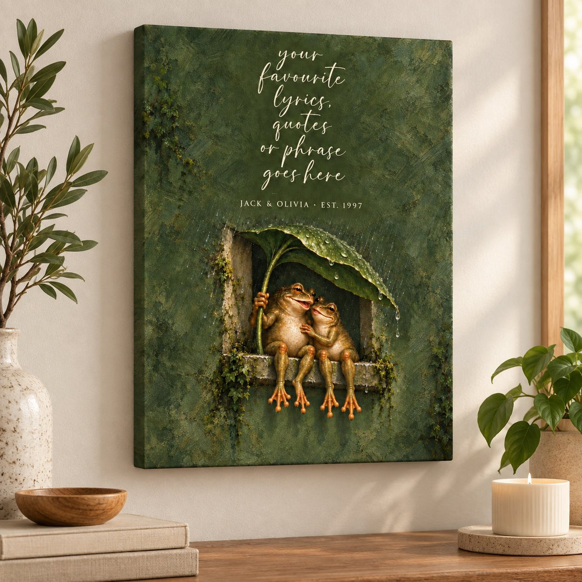 Personalized Frog Couple Quote Canvas Wall Art