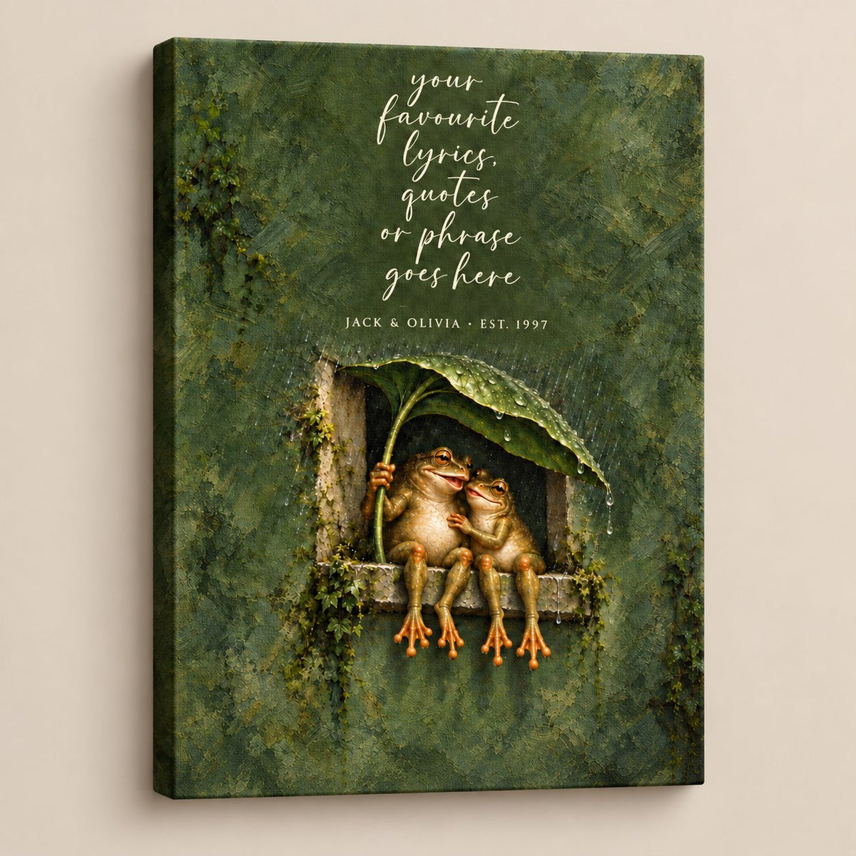 Personalized Frog Couple Quote Canvas Wall Art