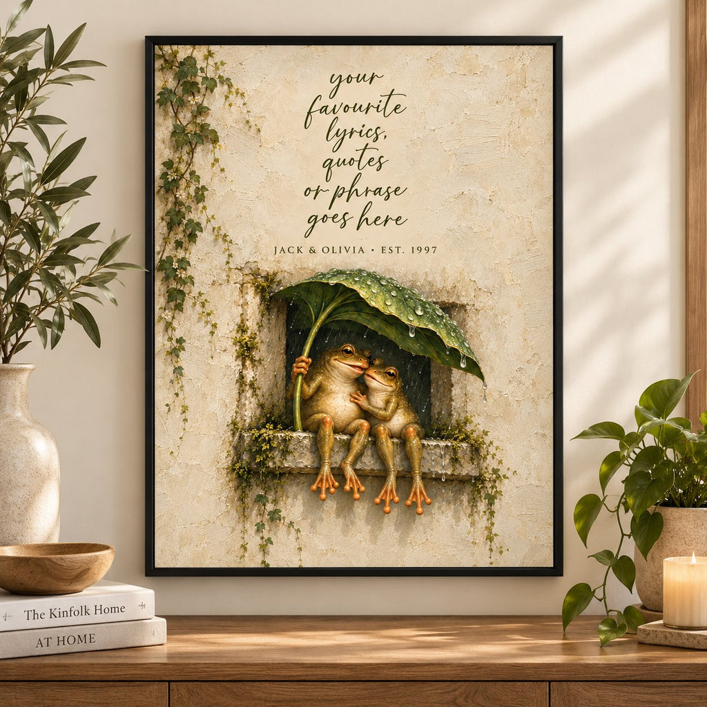 Personalized Frog Couple Quote Canvas Wall Art