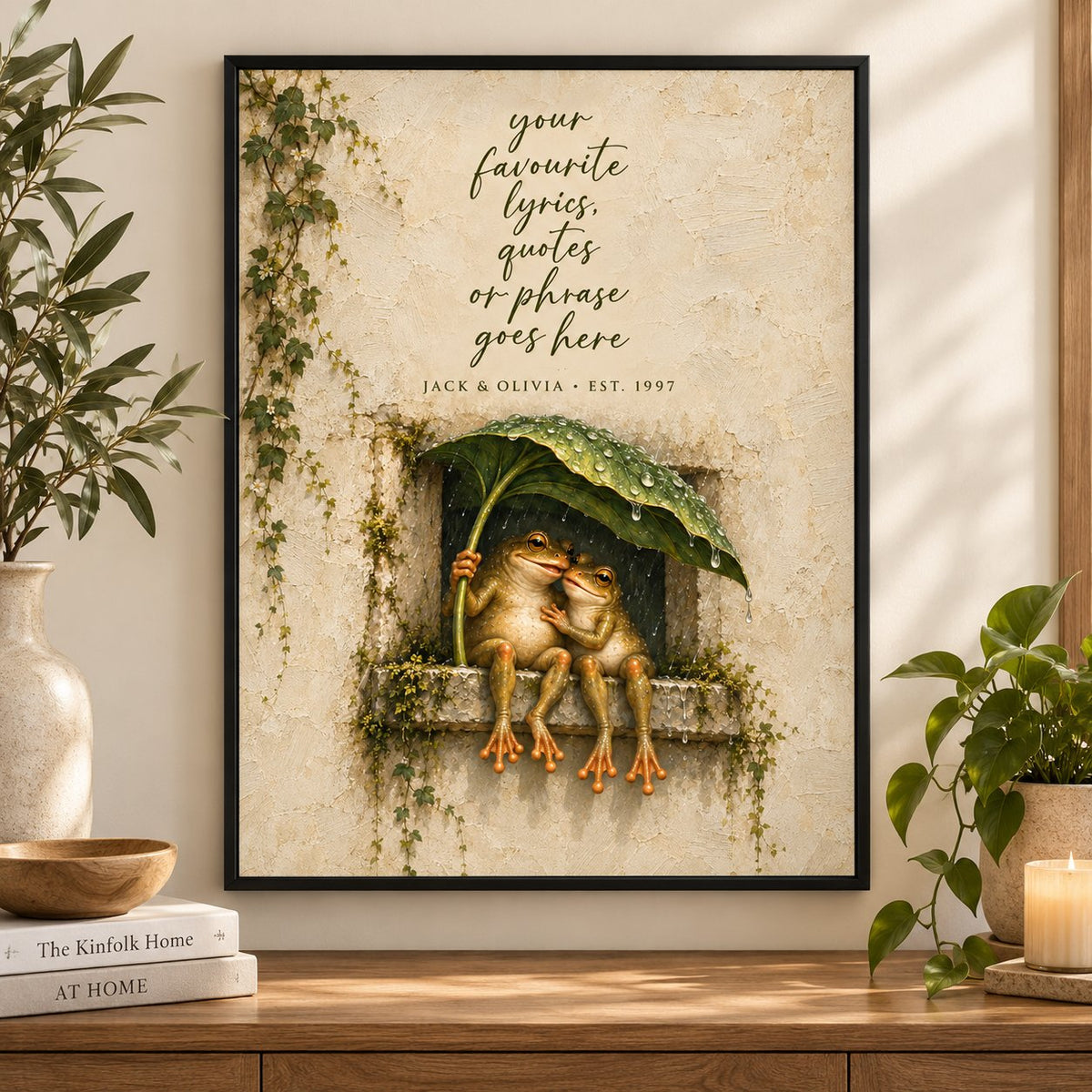 Personalized Frog Couple Quote Canvas Wall Art