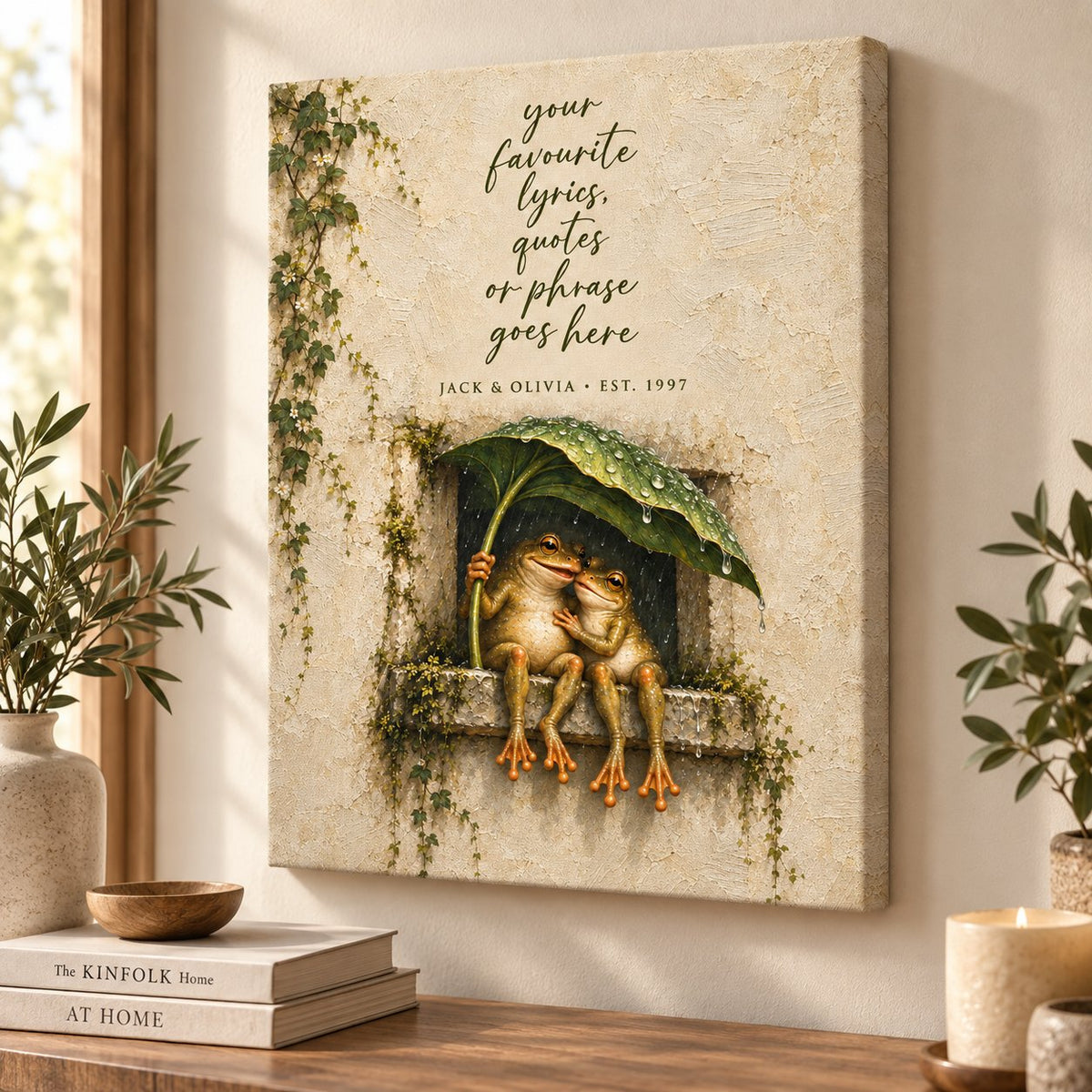 Personalized Frog Couple Quote Canvas Wall Art
