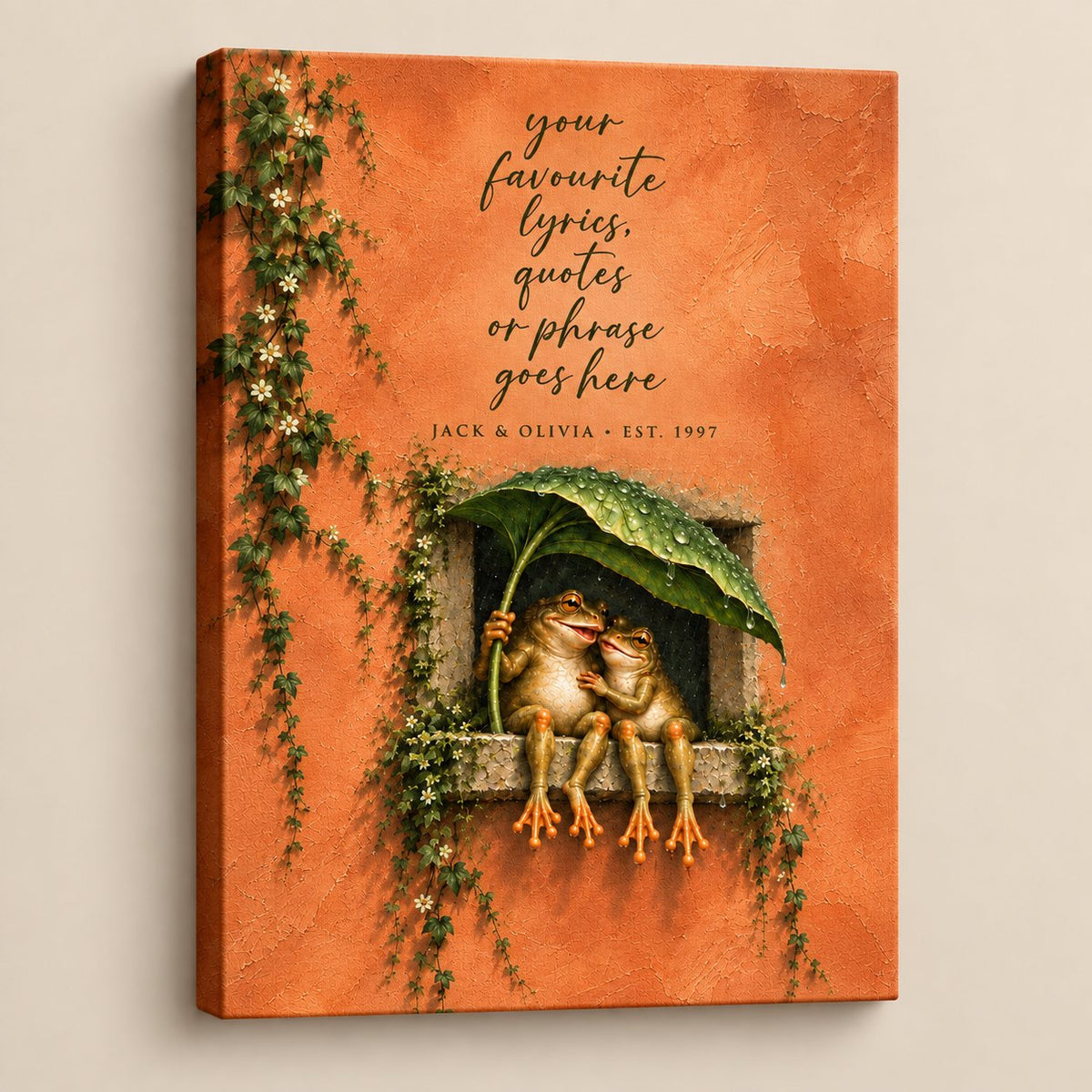Personalized Frog Couple Quote Canvas Wall Art