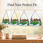 Frog Couple Sledding on a Leaf Holographic Acrylic Suncatcher