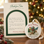 Personalized Frog Couple on a Tandem Bike Ceramic Christmas Ornament — Built for Two