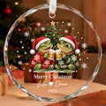 Personalized Merry Christmas Frog Couple Ugly Sweater Beer Toast Glass Ornament