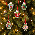 Frog Initial Ceramic Christmas Ornament — Letter Sweater Frog in a Santa Hat, A to W, Single or Build Your Own Set