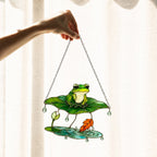 Frog Under Lotus Leaf Umbrella Holographic Acrylic Suncatcher
