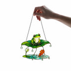 Frog Under Lotus Leaf Umbrella Holographic Acrylic Suncatcher