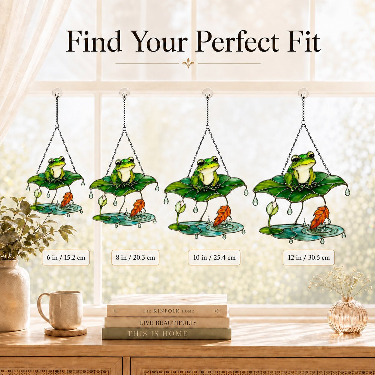 Frog Under Lotus Leaf Umbrella Holographic Acrylic Suncatcher