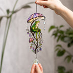 Frog & Mushroom Umbrella Holographic Acrylic Suncatcher