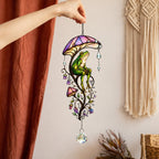 Frog & Mushroom Umbrella Holographic Acrylic Suncatcher