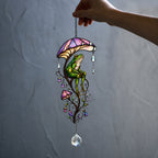Frog & Mushroom Umbrella Holographic Acrylic Suncatcher