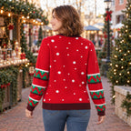 Frog Tangled in Christmas Lights Ugly Christmas Sweater — Long Red Scarf, Blue, Black, Grey or Red, S to 5XL