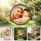Personalized Photo Grandma Suncatcher – Custom Family Photo Stained Glass Window Hanging