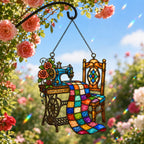 Personalized Sewing Room Quilt Holographic Acrylic Suncatcher