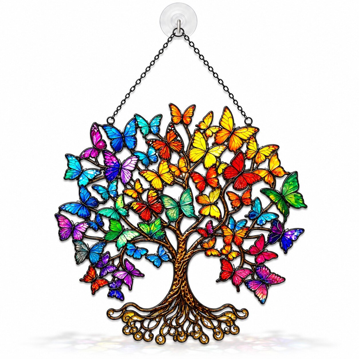 Rainbow Butterfly Tree of Life Holographic Acrylic Suncatcher