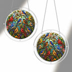 Garden songbird acrylic puzzle suncatcher, colorful DIY window decor