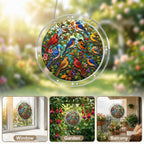 Garden songbird acrylic puzzle suncatcher, colorful DIY window decor
