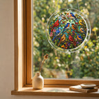Garden songbird acrylic puzzle suncatcher, colorful DIY window decor