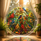 Garden songbird acrylic puzzle suncatcher, colorful DIY window decor