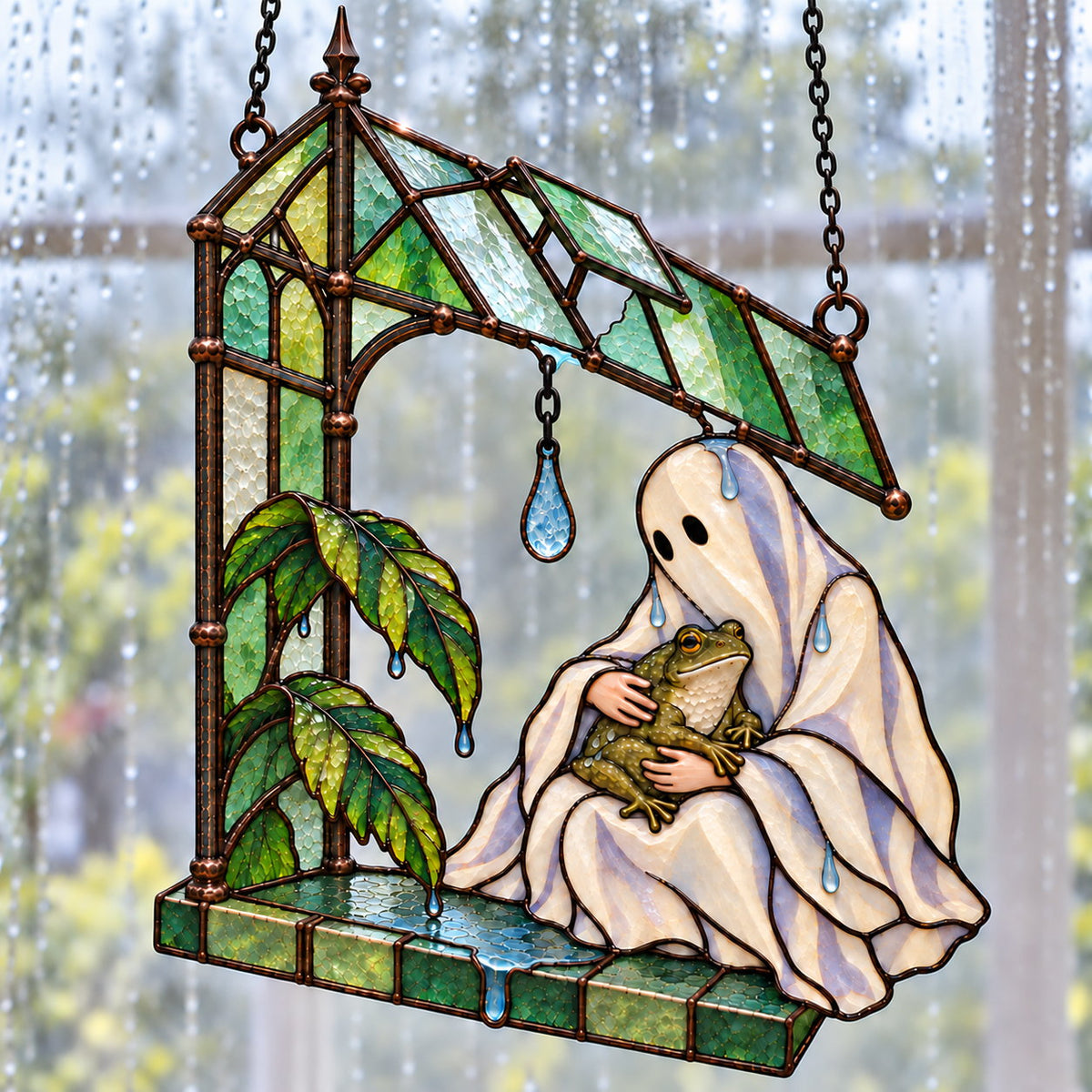 Ghost & Frog Greenhouse Holographic Acrylic Suncatcher