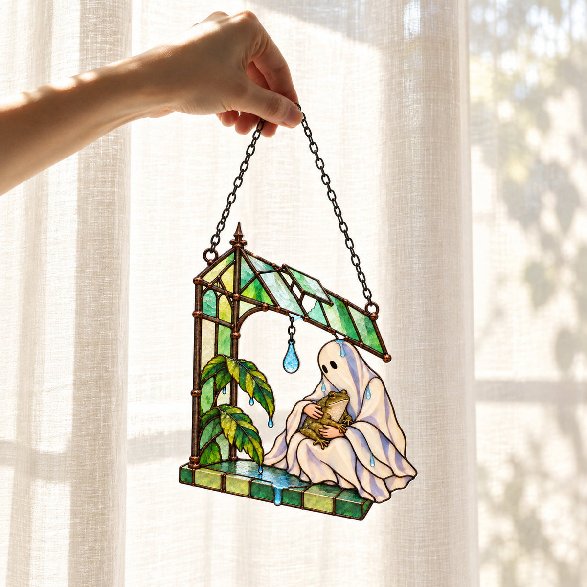 Ghost & Frog Greenhouse Holographic Acrylic Suncatcher