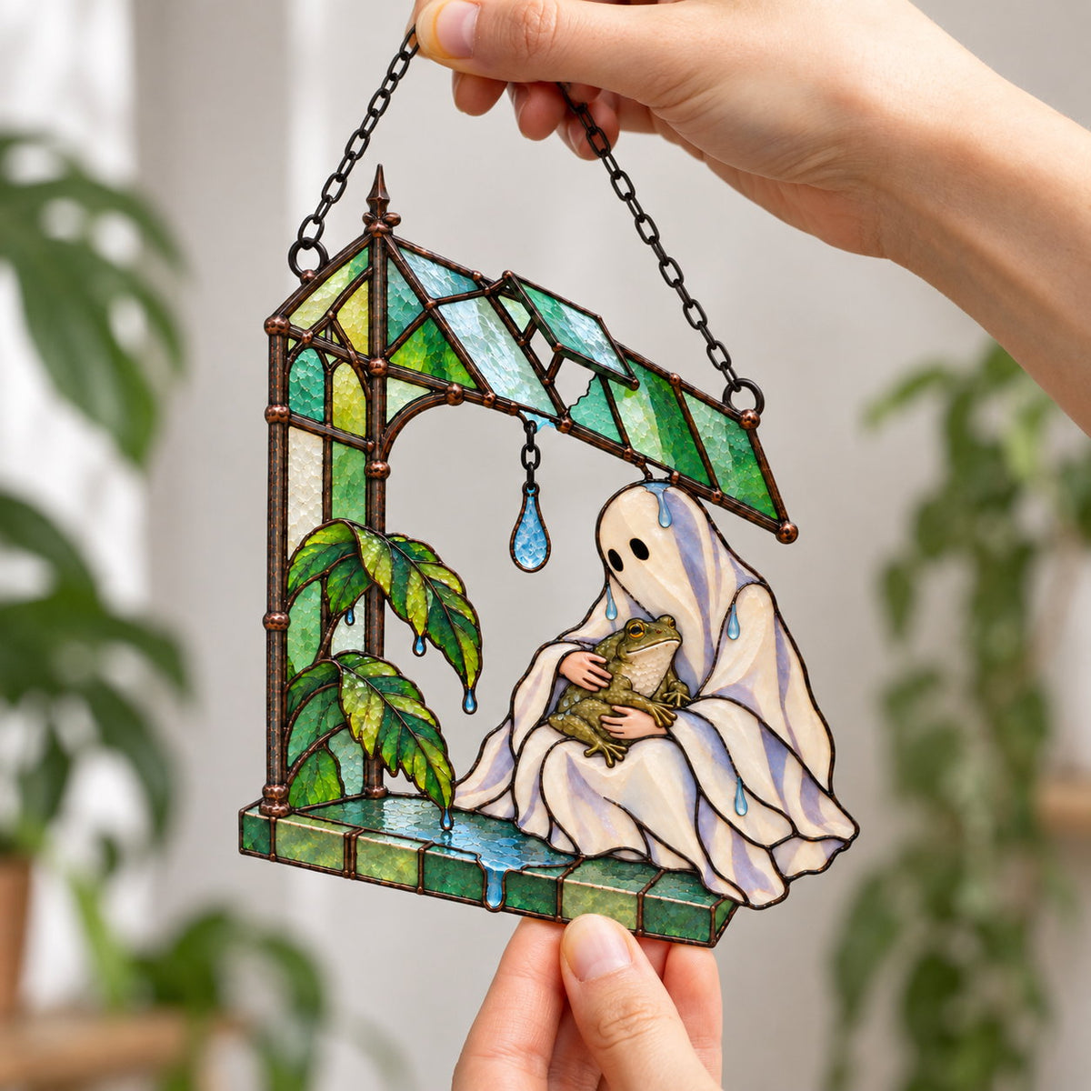 Ghost & Frog Greenhouse Holographic Acrylic Suncatcher