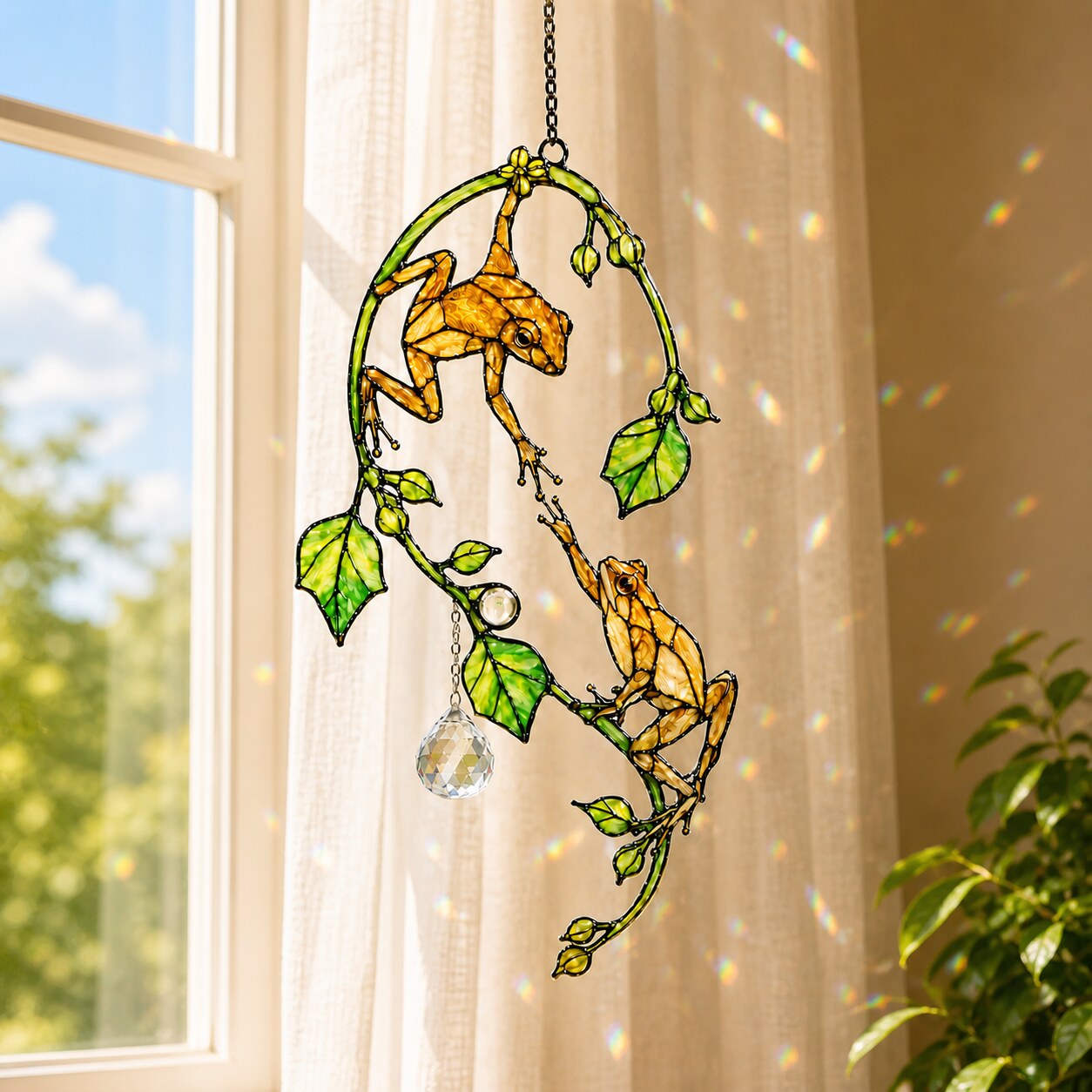 Tree Frog Pair Holographic Acrylic Suncatcher