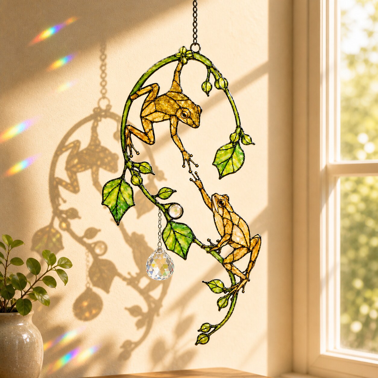 Tree Frog Pair Holographic Acrylic Suncatcher