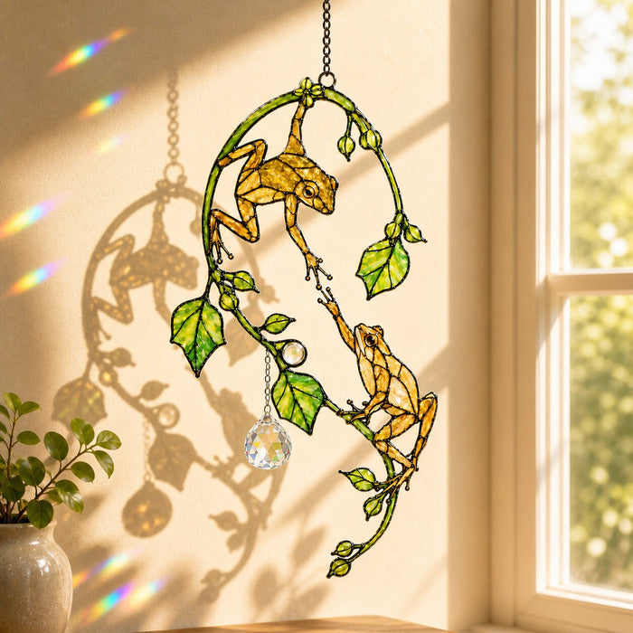 Tree Frog Pair Holographic Acrylic Suncatcher