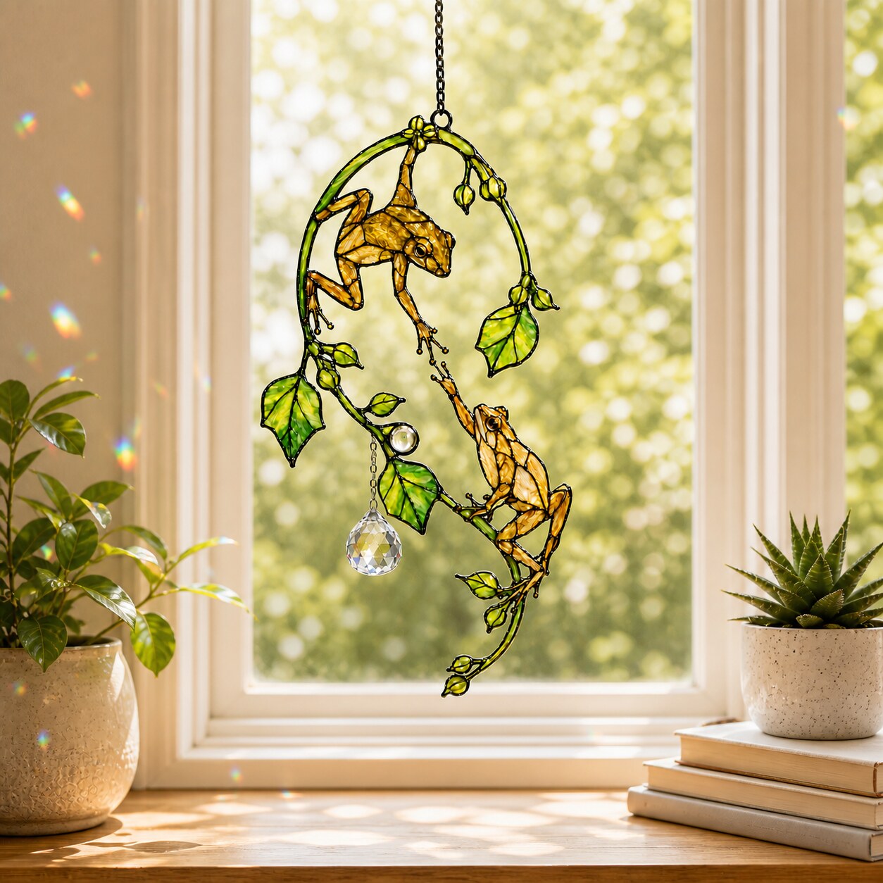Tree Frog Pair Holographic Acrylic Suncatcher