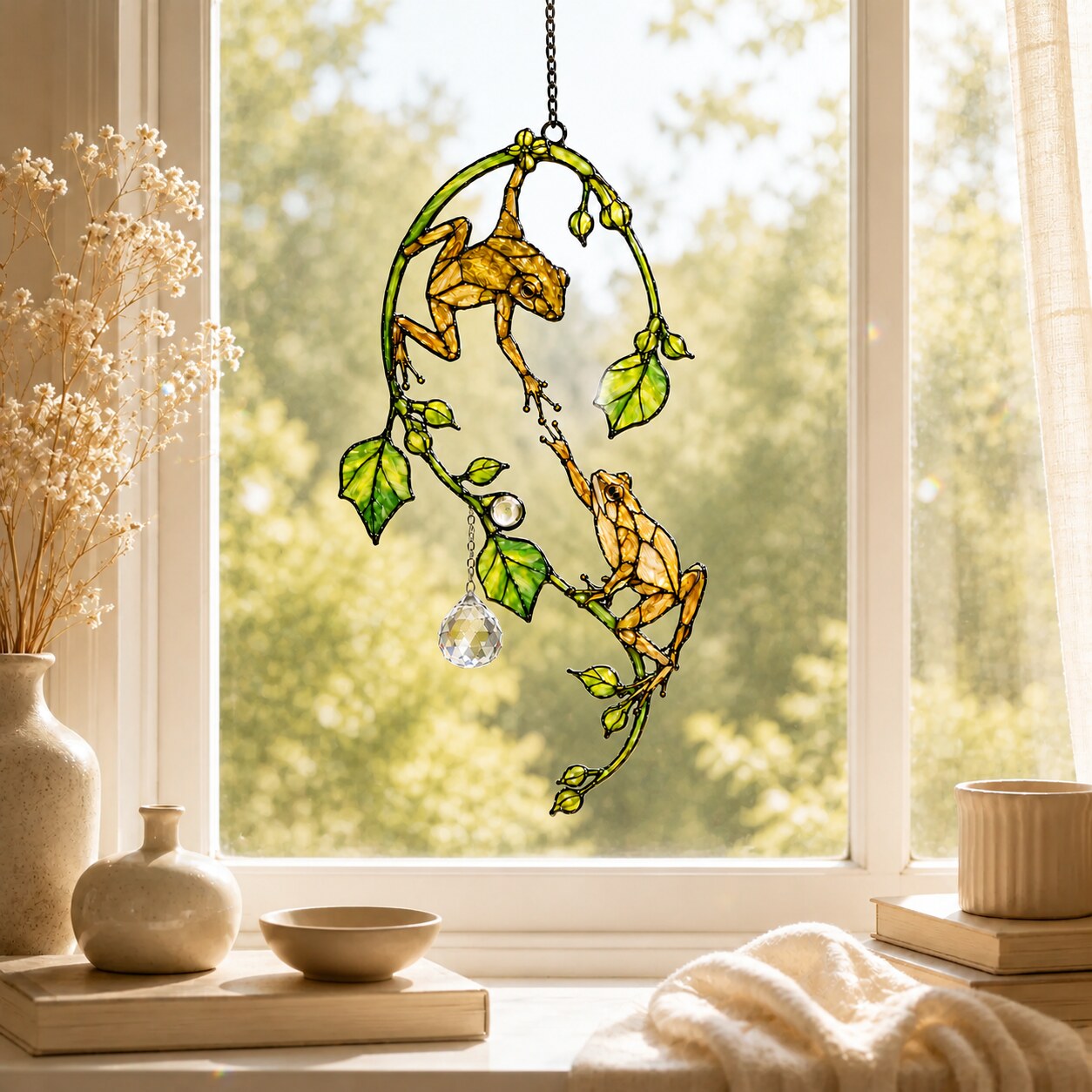 Tree Frog Pair Holographic Acrylic Suncatcher