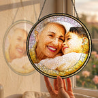 Personalized Photo Grandma Suncatcher – Custom Family Photo Stained Glass Window Hanging