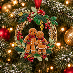 Holly Wreath Christmas Ornament — A Pair of Cardinals, Chickadees, Snowy Owls, Foxes, Penguins, Polar Bears, Reindeer & More, Couple Keepsake