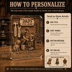 How to personalize Dad's Little Lessons acrylic plaque with kids names and custom message