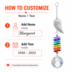 How to customize guide for personalized memorial angel wing crystal suncatcher showing name and year personalization