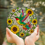 Sunflower Hummingbird Stained Glass Suncatcher