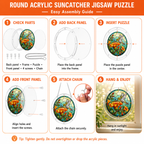 Easy assembly guide for round acrylic suncatcher jigsaw puzzle
