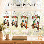 Hummingbird Couple Trumpet Flower Holographic Acrylic Suncatcher with Charm