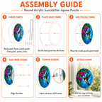 Easy assembly guide for round hummingbird fuchsia flower acrylic puzzle suncatcher