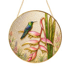 Hummingbird heliconia stained glass suncatcher on Pixiwoo gift packaging