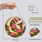 Hummingbird pink flowers crescent moon suncatcher lifestyle view