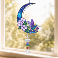 Hummingbird purple blossom holographic suncatcher detail