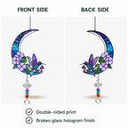 Hummingbird purple blossom holographic suncatcher